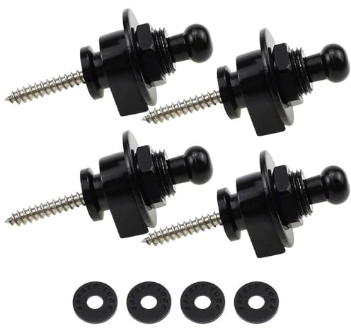 UBERMing 4 Stück Gitarrengurt Knöpfe mit 4 Gitarre Unterlegscheiben | Gitarre Strap Locks für Akustik, Elektro, Bassgitarre und Ukulele - Schwarz