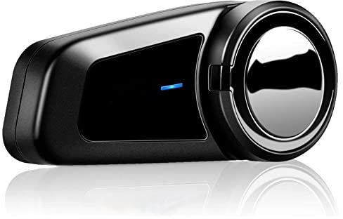 QSPORTPEAK Interfono casco moto bluetooth,M2 sistema di comunicazione del casco per 6 piloti/portata 1000m,Condivisione di Musica Auricolare Casco Moto con FM,Cancellazione del Rumore (1 pezzi)