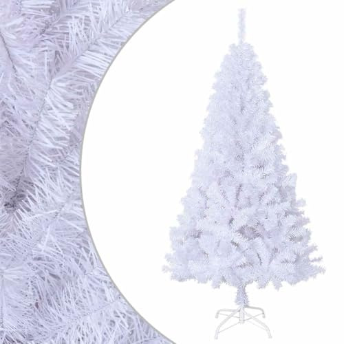 vidaXL Albero di Natale con Rami Folti Ornamenti Abete Pino Sintetico Addobbi Feste Festoni Pianta Decorazione Natalizia Artificiale Bianco 150 cm PVC