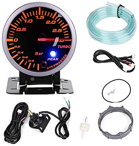 Turbo Boost Meter, 2,5-Zoll-60-mm-Turbolader 3,0-bar-LED-Fahrzeugmodifikation Ersatzzubehör Turbo-Ladedruckanzeige Zeiger DC12V für Turbo Boost Meter Turbo Boost Gauge