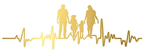 Aufkleber Herzschlag Tiere Breite 27cm Lifeline Heartbeat Deko Sticker Selbstklebend für Auto Kühlschrank Laptop Autoaufkleber K150 (Gold, 07 Familie)
