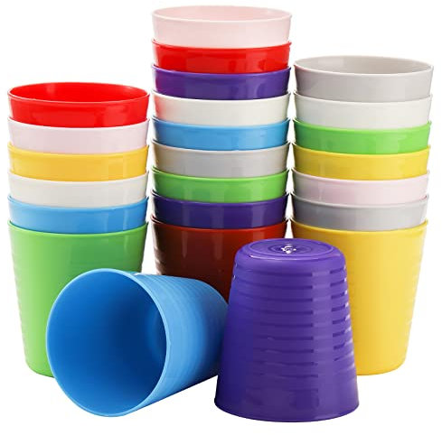 Frcctre 24 Pack Kids Cups, 8 Oz Reusable Small Toddler Tumblers, Unbreakable Children Drinking Cups, BPA-Free Juice Tumblers