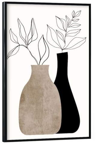 artboxONE Poster mit schwarzem Rahmen 60x40 cm Floral Gris En Gris - Bild vase abstrakt Blumen