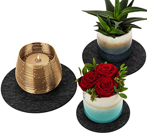 DINING concept® Premium Untersetzer Set aus Filz – für Vasen, Schüsseln, Gläser, Blumen und Deko – 6 runde Filzuntersetzer in anthrazit – Moderne Tischläufer Filz (15cm, 20cm, 22,5cm)