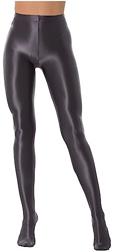 HULIJA Damen Nylon Strumpfhosen Glänzend Leggings Ouvert Strümpfe mit Fußteil Lange Hose Tanzstrumpfhose Pantyhose Tights Reizwäsche A Burgund M