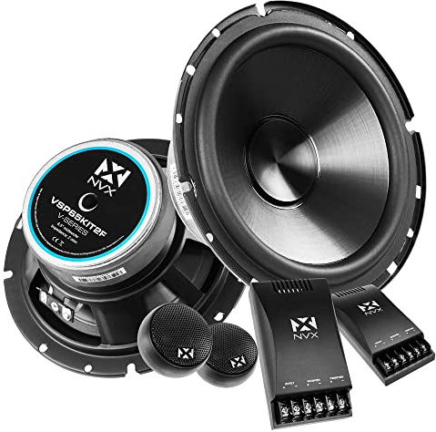 NVX® VSP65KIT2F - Altoparlanti per auto da 16,5 cm, 750 W max, 250 W RMS, 2 Ohm a 2 vie, sistema di componenti da 6-1/2 con tweeter a cupola in seta da 1 e X-over passivi, facili da installare in