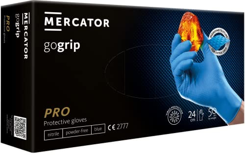 Nitrilhandschuhe 100 Stück Schutzhandschuhe strapazierfähige Arbeitshandschuhe Gartenhandschuhe S - XXL Größe Bequem Einmalhandschuhe GoGrip puderfrei latexfrei Nitril-Handschuhe (L 100 Stück, BLUE)