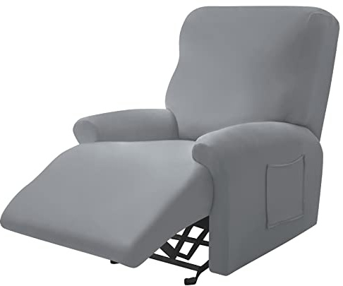 Leorate Reclining Chair Covers Stretch Armchair Covers with Pocket Decoration Spandex Fabric Recliner Sofa Slipcovers for Living Bedroom Home