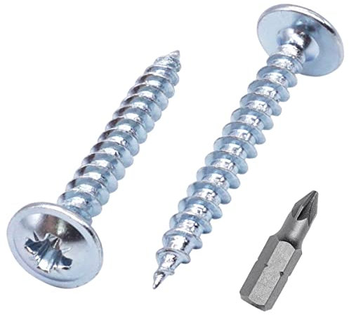 SKIR'CO (100 Stück) Verzinkter Stahl 4,0 x 35 mm Silber Holzschrauben, Metallschrauben, Oblatenkopf, Pozidriv, selbstschneidend