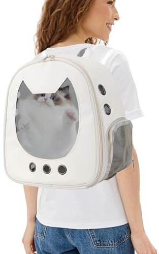PETCUTE Haustier Hunde Katzen Rucksack Raumkapsel,Katzenrucksack und Hunderucksack für Katzen Kleine Hunde,Atmungsaktive Haustier Rucksack Herausnehmbare Matte,Bequemer Griff,zum Wandern, Wandern