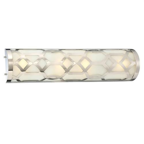 Bailey Street Home Contemporary 1 Light Bathroom Light in Polished Nickel and White Glass Half Cylinder Shade