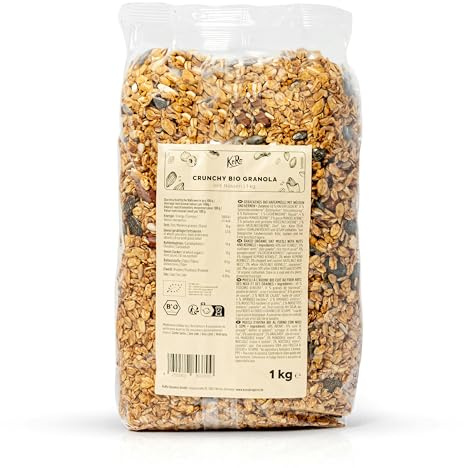 KoRo - Crunchy Bio Granola mit Nüssen 1 kg - Nussig-zimtiger Geschmack - Vegan - Für Joghurt, Müsli, Porridge und Desserts