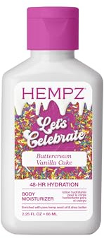 Hempz Body Lotion - Buttercream Vanilla Cake Celebration Limited Edition Daily Moisturizing Cream, Shea Butter, Aloe - Skin Care Products - Travel Size, 2.25 Oz