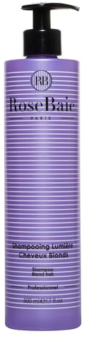 ROSEBAIE | Shampoing Blonde | Anti Reflets Jaunes | Cheveux Blonds Blancs Décolorés Méchés | Camomille et Kératine | Ne déssèche pas | Sans Sulfates | 500ml