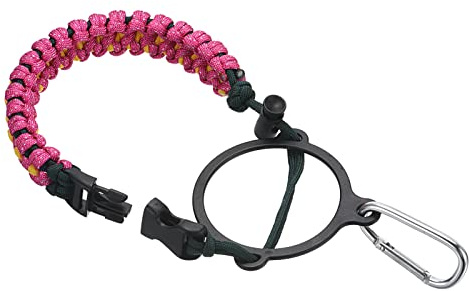 PATIKIL Water Bottle Holder, Paracord Handle Carrying Lanyard Strap Carrier with Ring for 12oz to 64oz Wide Mouth Bottles, Rose Red
