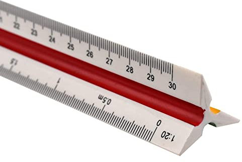 Roysmart Kunststoff Maßstab Lineal Dreikantmaßstab, Maßstab Lineal 30 cm Dreikantlineal Metrische Skalen 1:20 1:25 1:50 1:75 1:100 1:125