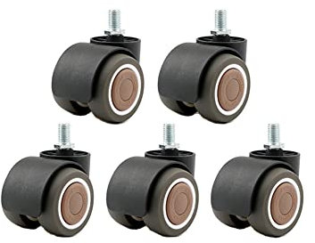 Aiyomi Rotelle per Sedie da Ufficio Sostituzione 2 Pollici Filettatura M10 Sedie da Gioco Universali Girevole Silenziose Ruote in Gomma Doppie Ruote capacità di Carico 120KG (5pz)
