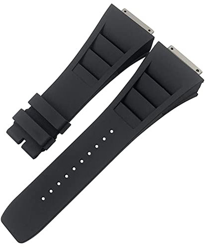 FFHAO 19 mm hochwertiges Gummi-Uhrenarmband für Richard Mille RM035 011 055 030 Schwarz Weiß Rot Metall Interface Uhrenarmband, 19 mm, Achat