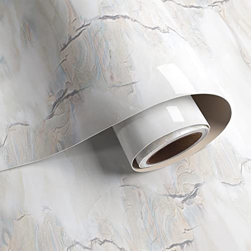 VaryPaper Papel Autoadhesivo Pared Marmol Blanco 40cmx200cm Vinilo Adhesivo Muebles Marmol Papel de Pared Decorativo Papel Tapiz Cocina Papel Adhesivo Para Baño Impermeable Encimera Salon Armarios