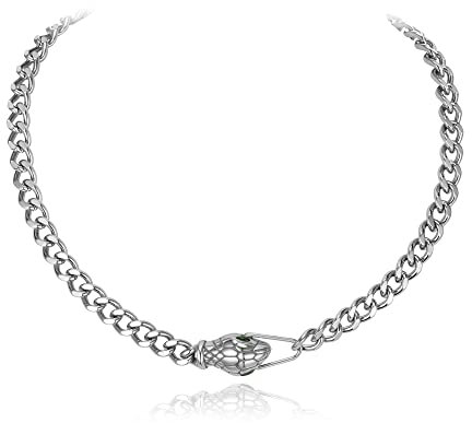 EVER FAITH Schlange Choker Halskette, Kostüm Statement Punk Rock Hip Hop Kandare Kette Halskette Halloween-Schmuck Silber-Ton
