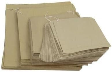 100 10 x 10BROWN STRUNG PAPER BAGS | VINTAGE LOOK FLAT KRAFT PAPER BAGS | GROCERY FRUIT LUNCH HOME TAKEAWAY