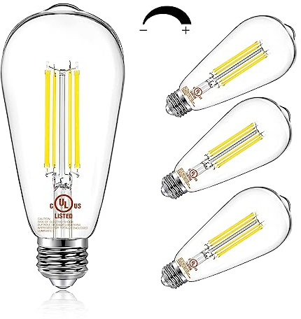 DAYBETTER 4 Pack Vintage LED Edison Bulbs, E26 LED Bulb 60W Equivalent, Dimmable LED Light Bulbs, 8W High Brightness 800 LM Daylight 5000K, ST58 Antique Filament Bulbs, Clear Glass Style for Home