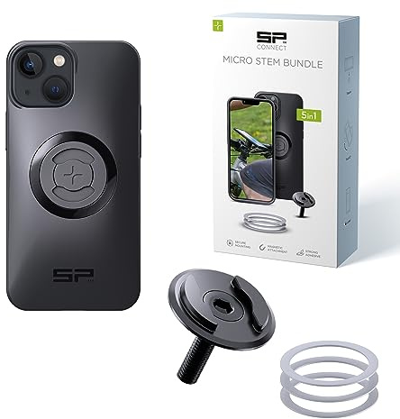 SP CONNECT Micro Stem Bundle | SPC+ | para iPhone 13 mini/12 Mini | Soporte para el Manillar de la Bicicleta | Soporte para Smartphone Bicicleta | Soporte para teléfono móvil