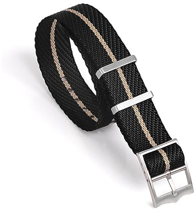 Nylonrem 20 mm 22 mm Justerbar randig flätad handledsarmband Tillbehör Passar for Tudor Passar till Seiko Watch Band(Black Gold,22mm)