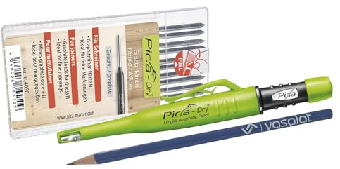 Pica Dry Tieflochmarker Set - Druckbleistift mit automatischem Minenvorschub und 10 Ersatzminen Härte H