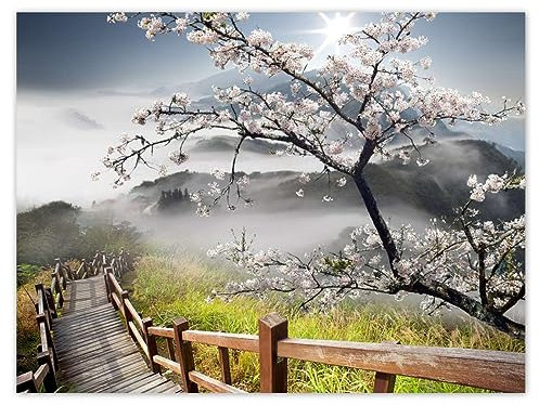 H839M_NS1A Stickers muraux Motif fleurs de cerisier du Japon 40 x 30 cm