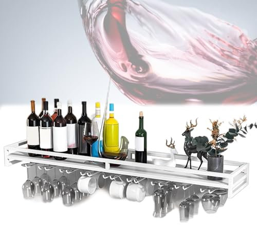 Wine Stemware Holder Width 24 32 40 In Metal Shelf Racks Wall Mounted Hanging Wine Glasses, Keys, Necklaces, Medals - Shelves 5, 7, 9 Rows Wine Glass Hanging Racks
