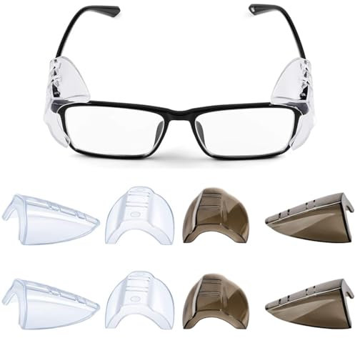 4 Paia Laterali Occhiali Sicurezza Protezioni Laterali, Trasparente Slittamento Scudo Antiscivolo, Protezioni Laterali per Occhiali, per Occhiali da Vista Piccoli e MediVastsea, Marrone, Trasparente