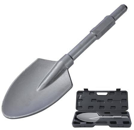 TOPWAY Lerspadskopa för brytare PH65 95A rivningshammare domkraftshammare 1-1/8 tum hexskaft lera spade mejsel 440 x 136 mm med plastfodral 121151