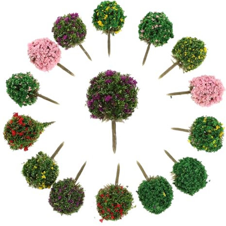 Happyyami Windsack 28st Landschafts Mini-Diorama-bäume Künstliches Baummodell Sandtisch-baumschmuck Feengarten-Ornament Miniatur-pflanzenmodell Bahn Fertiges Produkt Plastik