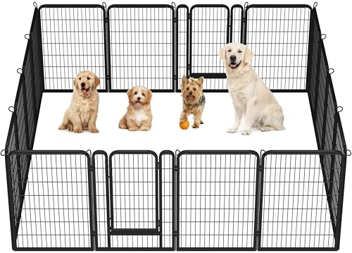 Yaheetech Lightweight Dog Playpen, 16 Panel 100cm Dog Fence Pet Exercise Pen Portable Puppy Play Pen Suitable for RV/Camping