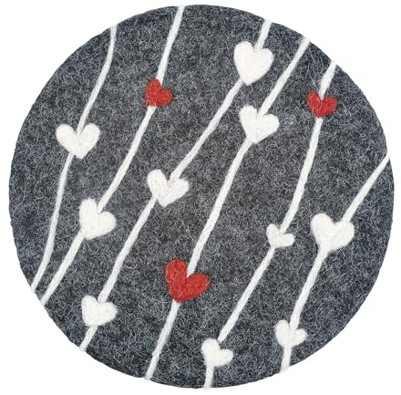 cilio Untersetzer Lana Cuore, Ø 21 cm, Schafwolle, Fair Trade | Wolltopfuntersetzer aus reiner Schafwolle, hitzebeständig, waschbar, fair gehandelt, soziale Projekte in Nepal