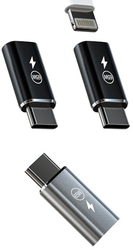 65W Lightning Weiblich auf USB C Stecker Adapter(3 Stück)für Apple Schnelllade Kabel Buchse Type-c Ladeadapter Thunderbolt Zubehör ür iPhone Accessories Android Charger für iPad Kompatibel für Samsung