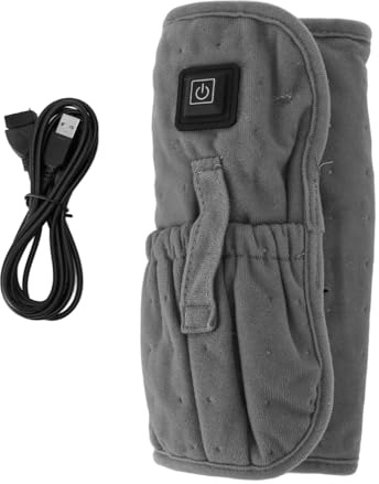 Jeanoko Elektrisches USB-Heizkissen für den Rücken, Nacken, Schultern, Bauch und Beine, mit Verstellbarem Riemen und Grauem Plüschmaterial