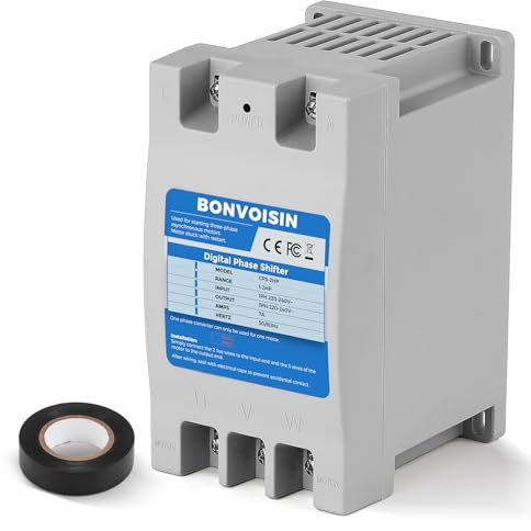 Bonvoisin Convertitore monofase a trifase 2HP (1,5kW) Digital Phase Shifter, 7A 220V-240V ingresso/uscita, un convertitore solo per un motore.