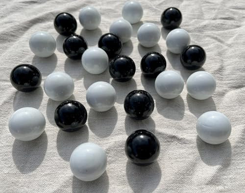 FAIRY TAIL & GLITZER FEE 25 Große Glaskugeln Schwarz Weiß Bunt 27mm 500g Murmeln Groß Murmel Dekokugeln Glas Kugel