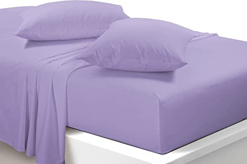 HOORHAM® Pair of Housewife Pillowcases 50 x 75 CM Polycotton Easy Care Plain Dyed Percale Soft Pillowcases Envelope Closure Pack 2 (Lilac)