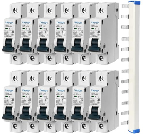 CHENGPI 12 * Leistungsschalter Set B16A,Leitungsschutzschalter mit Phasenschiene/Stromkreisunterbrecher
