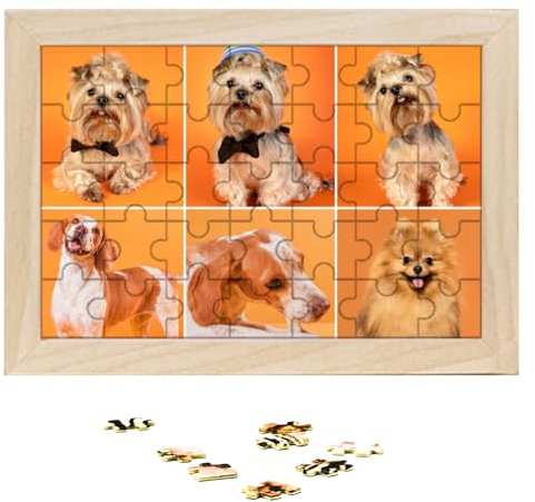 1 to 10 Photos Personalised Jigsaw Frame Custom Wooden Puzzles Picture Text Name Customised Puzzle Frames Birthday, Wedding, Graduation for Women Men, 15x10cm/15x20cm/20x25cm/25x35cm, 6 Images