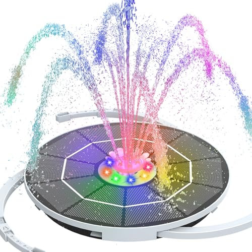 AISITIN 5,5W LED Fontaine Solaire Exterieure de Jardin avec Batterie 3000mAh, Pompe Flottante avec Divers Effets de Pulvérisation, avec Boule de Cristal Rotative pour Extérieur Jardin