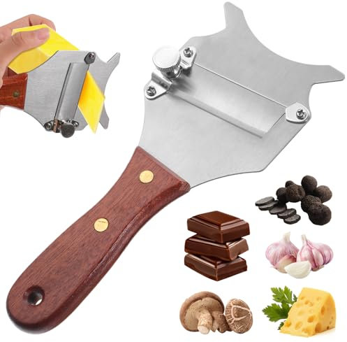 Yuanchu Trüffelhobel, Profi Käsehobel Trüffelreibe Edelstahl Verstellbarer Gourmethobel Käseschneider mit Holzgriff Käsemesser Trüffel Reibe Zum Schneiden Von Schokolade für Zuhause Küche Restaurant