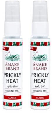 Snake Brand Prickly Heat Brume rafraîchissante classique, spray corporel format voyage, sans aérosol (2)
