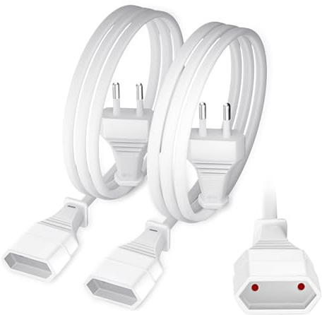 2er-Pack Verlängerung Netzkabel Verlängerungskabel Flachstecker Typ-C-Stecker Eurostecker auf Typ-C Euro Buchse TV PC Monitor Lampe Beamer Haushaltsgeräte (1 M, 2 Pack)