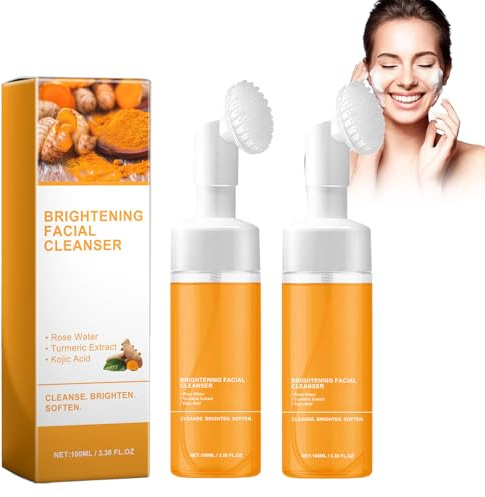 Hppsctink 2pcs Nettoyant facial au curcuma, mousse nettoyante au curcuma, nettoie en profondeur la peau du visage, réduit les marques d'acné, nourrit et éclaircit la peau, 2pcs*100ml,cream