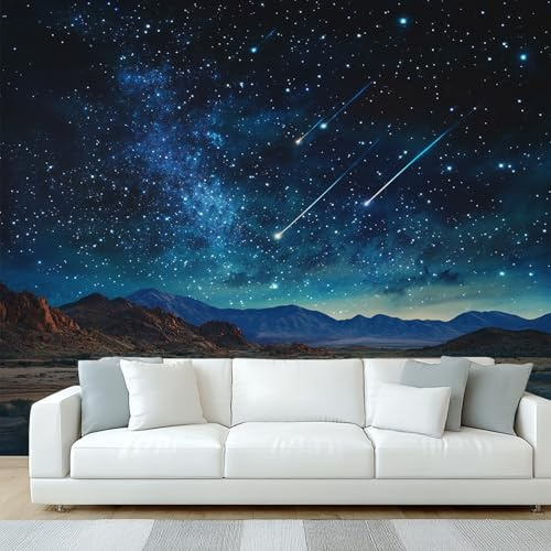 Generisch Tapete Sternenhimmel Wohnzimmer Schlafzimmer, Fototapete Galaxie Berg Landschaft Wand Deko, Wallpaper, Wandtapete, Mustertapete, vliestapete, 368 x 254 cm