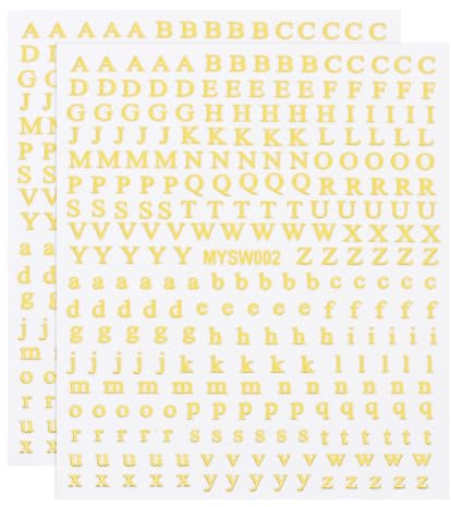 PATIKIL Calcomanías De Uñas Con Letras, 2 Hojas Calcomanías 3D Autoadhesivas De Letras Inglesas Pequeño Alfabeto Diseño Metálico Fluorescente Para Mujeres Decoración DIY, Oro